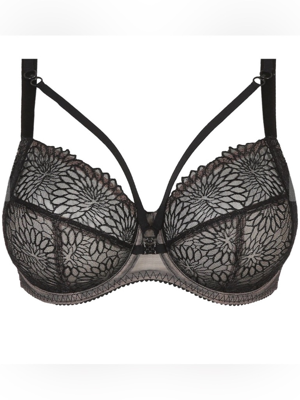 Primadonna Sophora Black Floral Lace Underwire Bra with Straps US 36I / UK 36G - Picture 2 of 8